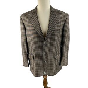 Monsieur Givenchy Mens 42 Vtg 3-Button Blazer Jacket‎ Sport Coat Gingham Plaid